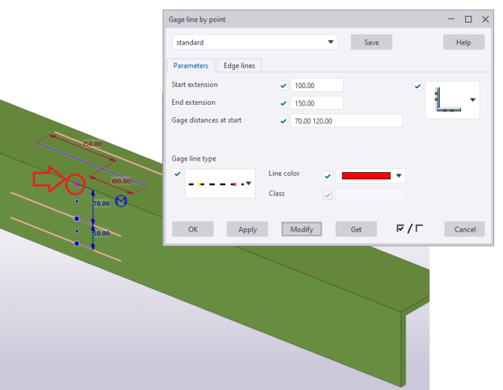 Gage Line by Point Tekla User Assistance